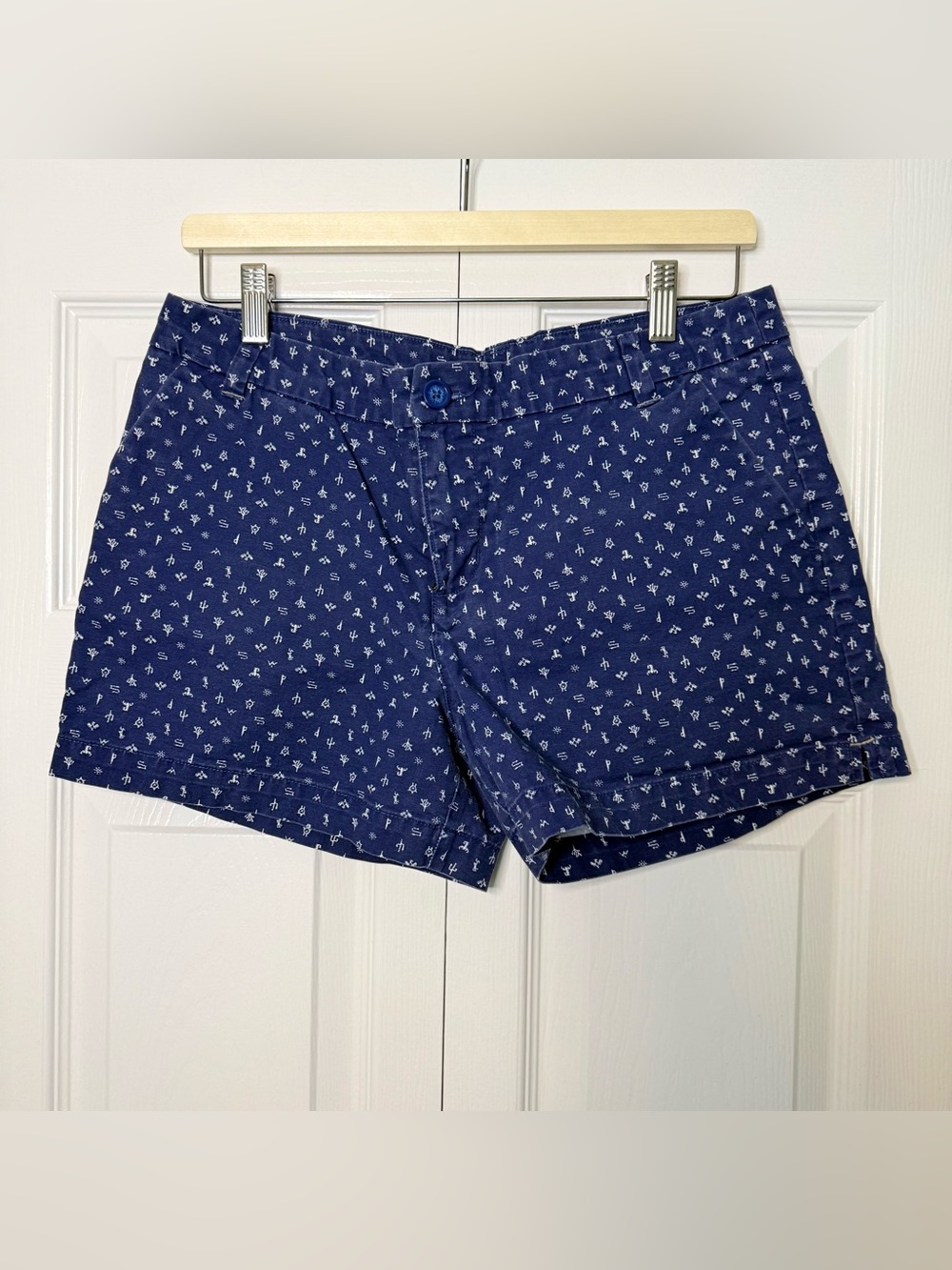 Patagonia Navy Blue Printed Cotton Bermuda Shorts